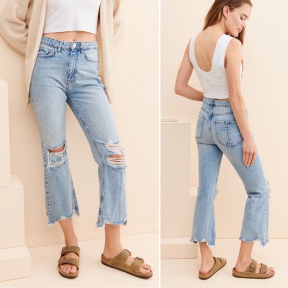Urban Outfitters Denim - Urban Outfitters BDG Light Wash Wilco Distressed Crop Flare Jeans